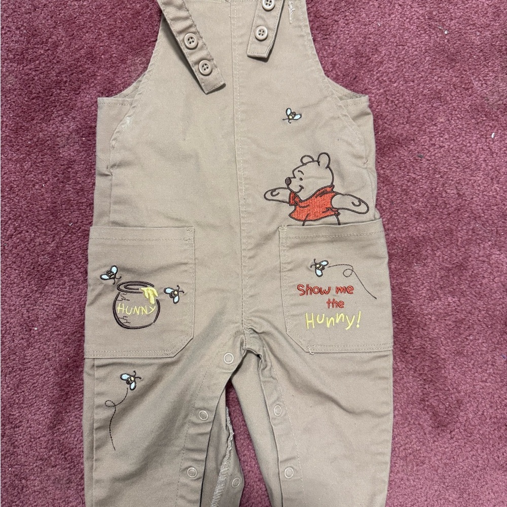 Disney Tan Overalls with Winnie the Pooh Design